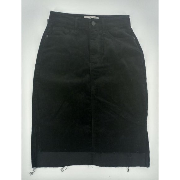 NEW 2Sable Size Small Black Corduroy Midi Skirt Ra - Picture 4 of 7